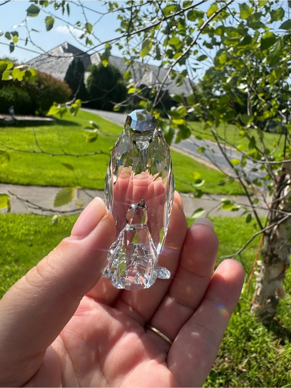 SWAROVSKI mother penguin and baby penguin crystal figurine stamped